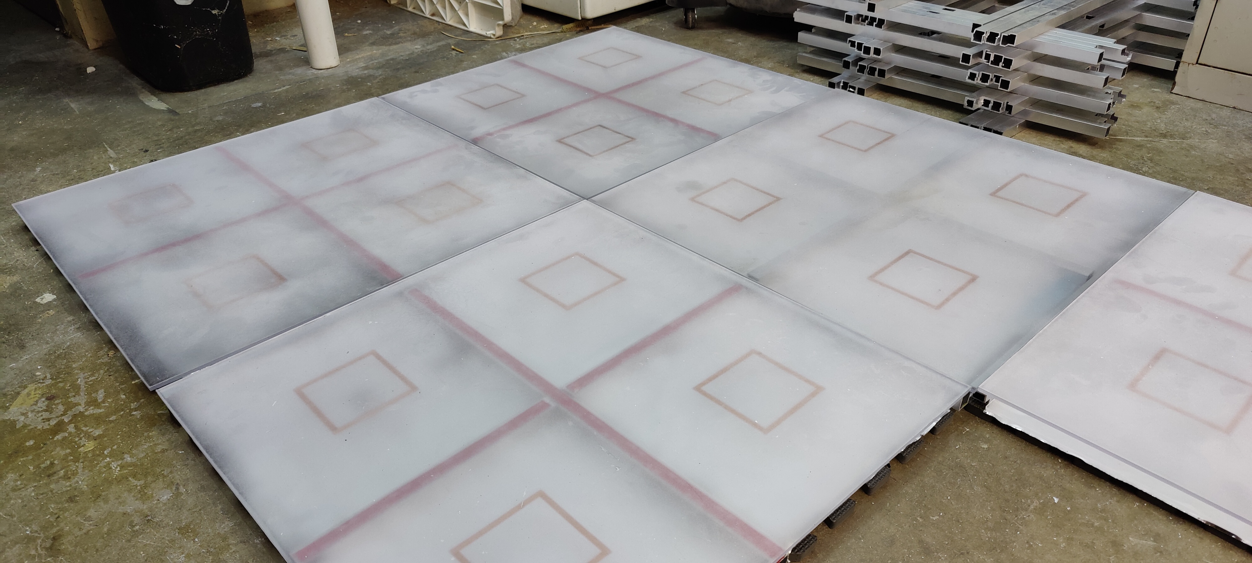 Four unlit tiles in a test